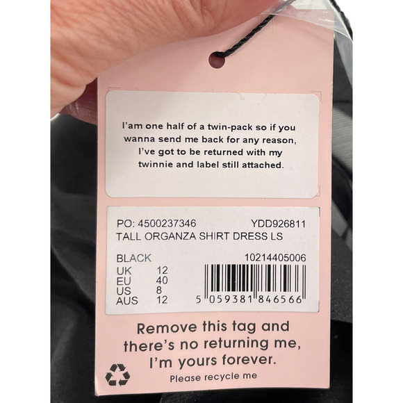 NWT Missguided Organza Sheer Button-up Shirt Dress with tie sash - Picture 9 of 12